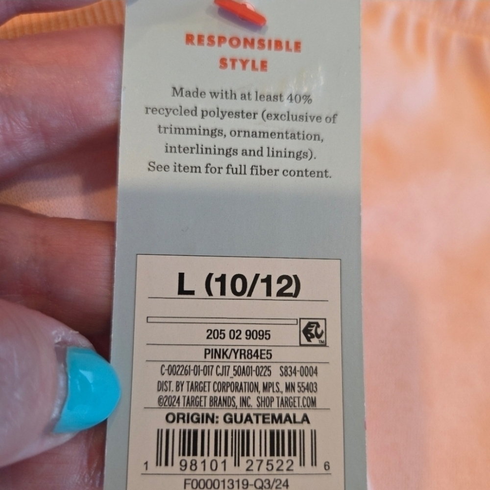 Kids' Reinforced Knee Jogger Pants Large Girls 10-12 Pink New - Picture 5 of 6